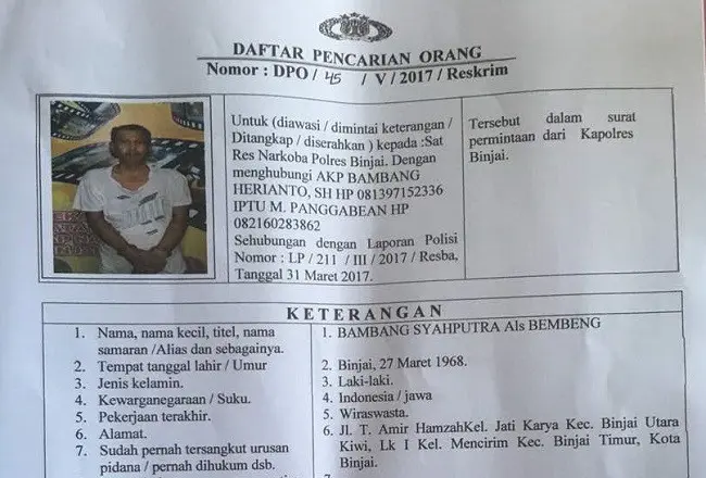 Salah satu tahanan kabur Polres Binjai yang berhasil ditangkap kembali pada Senin, 15 Mei 2017. (Liputan6.com/Reza Efendi)