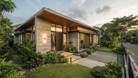 8 Desain Fasad dengan Aksen Beton Ekspos dan Tanaman, Konsep Modern yang Terasa Sejuk Sepanjang Hari