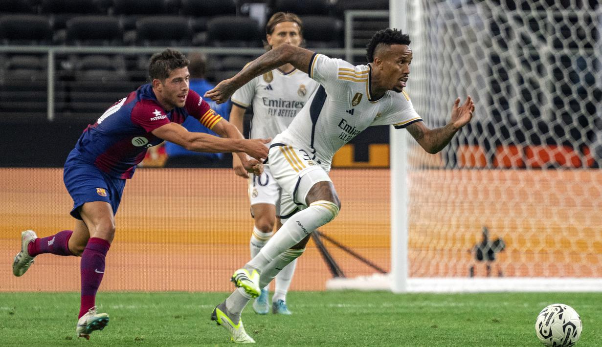 Barcelona meraih kemenangan dengan skor yang meyakinkan yakni 3-0 atas rival klasiknya tersebut. (AP Photo/Jeffrey McWhorter)