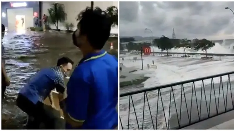 Video Banjir Air Laut Meluap di Manado hingga Masuk Mal Viral di Media Sosial