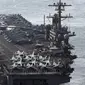 USS Carl Vinson lengkap dengan alutsistanya (Jo Jung-ho/Yonhap via AP)