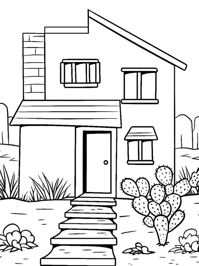 Gambar Rumah Hitam Putih yang Simpel dan Gampang Dibuat untuk Anak Sekolah