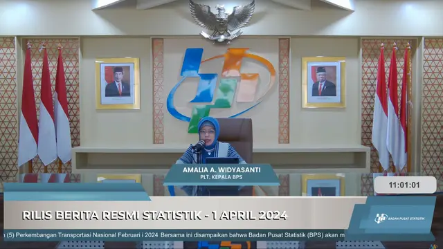 Plt. Kepala BPS Amalia A. Widyasanti saat konferensi pers, Senin, 1 April 2024. (Foto: tangkapan layar/Tira Santia)