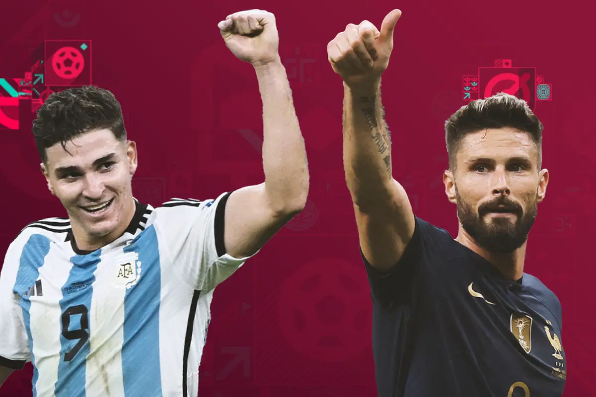 Ilustrasi - Final Piala Dunia Julian Alvarez Vs Giroud