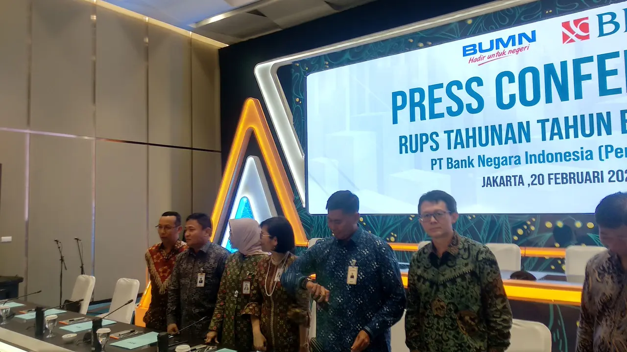 Konferensi pers hasil Rapat Umum Pemegang Saham Tahunan tahun buku 2019 PT BNI Tbk (Persero).