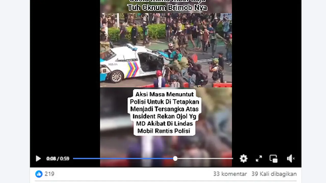 Tangkapan layar klaim video ketegangan di depan Mako Brimob Kwitang