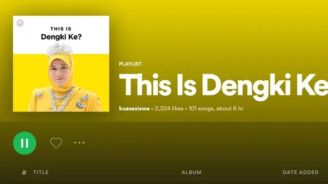 Playlist 'Dengki Ke?' buatan seniman Fahmi Reza.