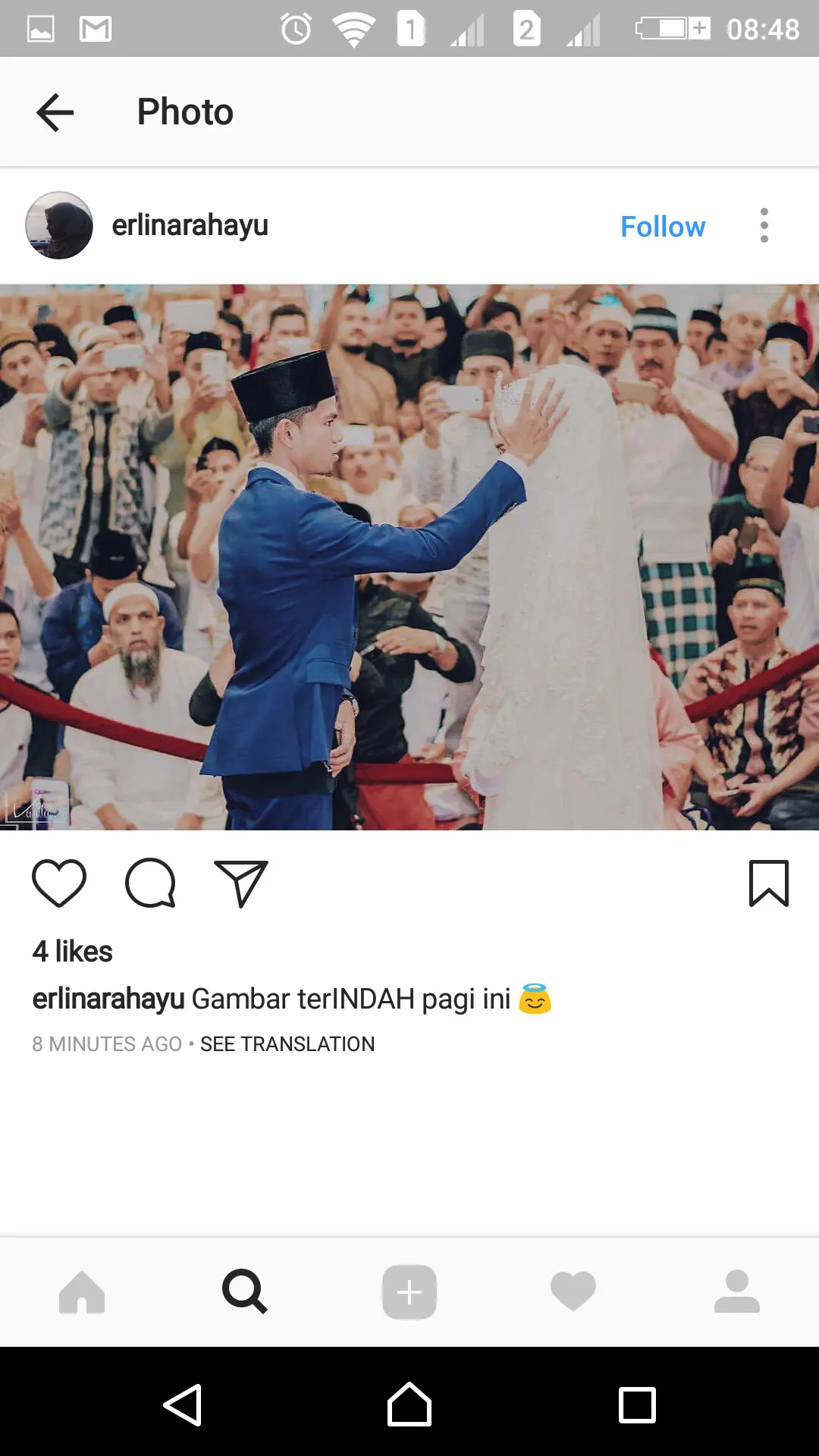 Pernikahan Muzammil Hasballah dan Sonia Ristanti. (Sumber Foto: Instagram/elinarahayu)