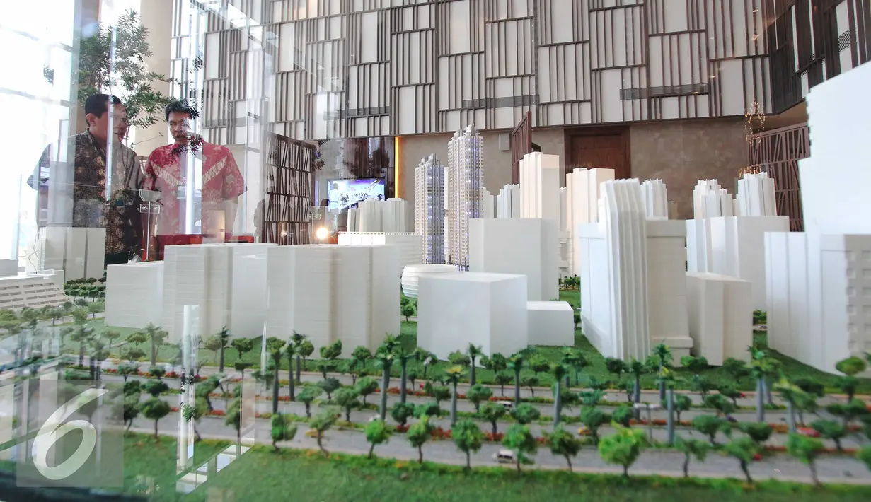 Maket apartemen The Elements diperlihatkan saat penandatangan kerjasama antara PT BSD dengan PT BNI, di Jakarta (4/3). Kerjasama tersebut terkait pembiayaan dan perkereditan apartemen  The Elements dengan menggunakan BNI. (Liputan6.com/Angga Yuniar)