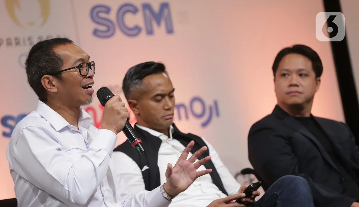 SCM lewat SCTV dan MOJI serta layanan over the top VIDIO menayangkan Olimpiade Paris 2024 gratis dan berbayar. (Liputan6.com/Helmi Fithriansyah)