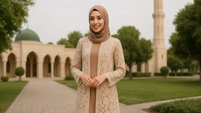 Gamis Outer Brokat agar Penampilan Makin Anggun dan Elegan