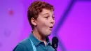 Guy Peretz (9), peserta dari Florida bereaksi setelah mengeja kata dengan benar pada babak kedua Scripps National Spelling Bee di Oxon Hill, Maryland, Selasa (28/5/2019). Kompetisi mengeja ini yang tertinggi di AS, dengan peserta yang juga berasal dari negara lain. (AP/Patrick Semansky)