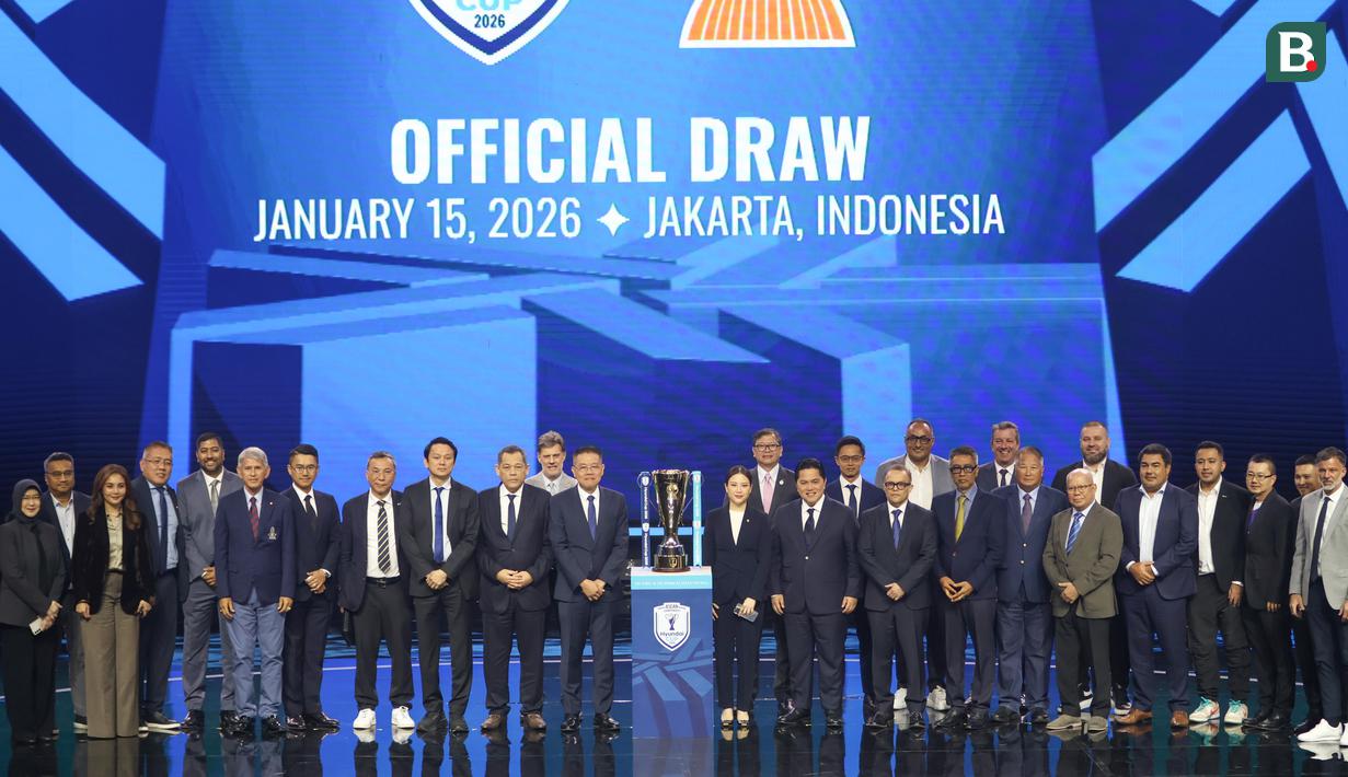 Dalam drawing Piala AFF 2026, Indonesia masuk ke dalam Grup A bersama juara bertahan Vietnam, selain itu ada Singapura, Kamboja dan tim pemenang play-off. (Bola.com/Nur Iman Ali)