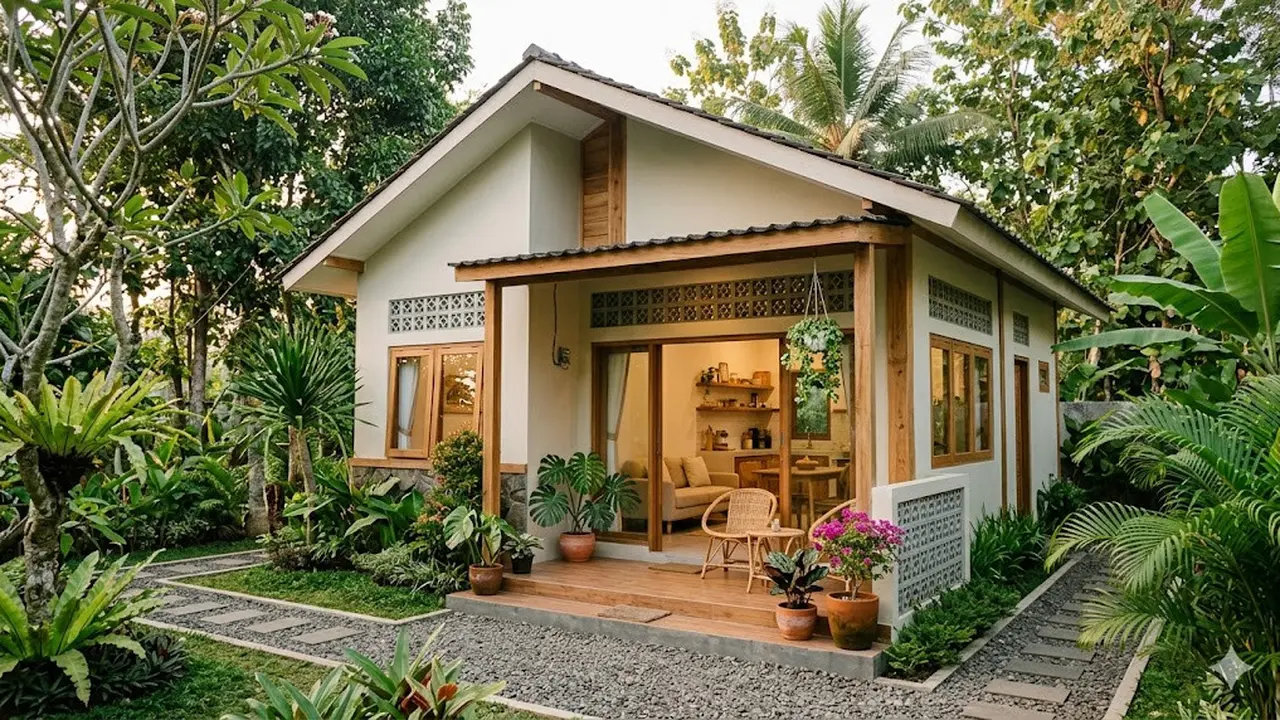 Desain Rumah 6x9 dengan Konsep Tropis yang Sejuk dan Hemat Lahan