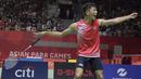 Ekspresi Deva Anrimusthi atlet bulutangkis Indonesia di Asian Paragames 2018  di Istora Senayan, Minggu (7/10/2018).  (Bola.com/Peksi Cahyo)