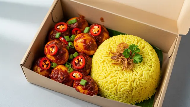 Nasi Kuning Telur Balado Mini
