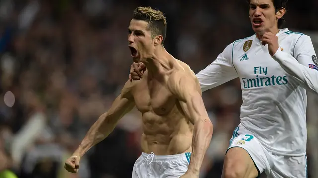 Puas Cetak Gol Lewat Penalti, Cristiano Ronaldo Pamer Otot