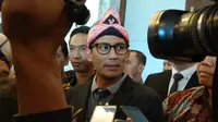 Sandiaga Uno usai menghadiri peresmian sebuah restoran di Kota Bogor, Jawa Barat, Senin (3/9/2018) (Ahmad Sudarno)