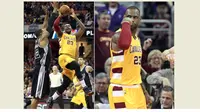 LeBron James, memakai celana yang berbeda dibandingkan seluruh rekan-rekannya saat timnya menaklukkan San Antonio Spurs. 