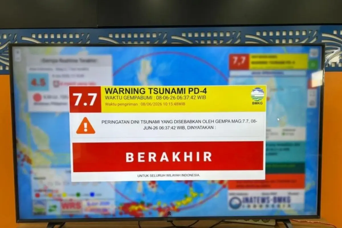 Peringatan tsunami di Gorontalo Utara berakhir, Senin (8/6/2026).