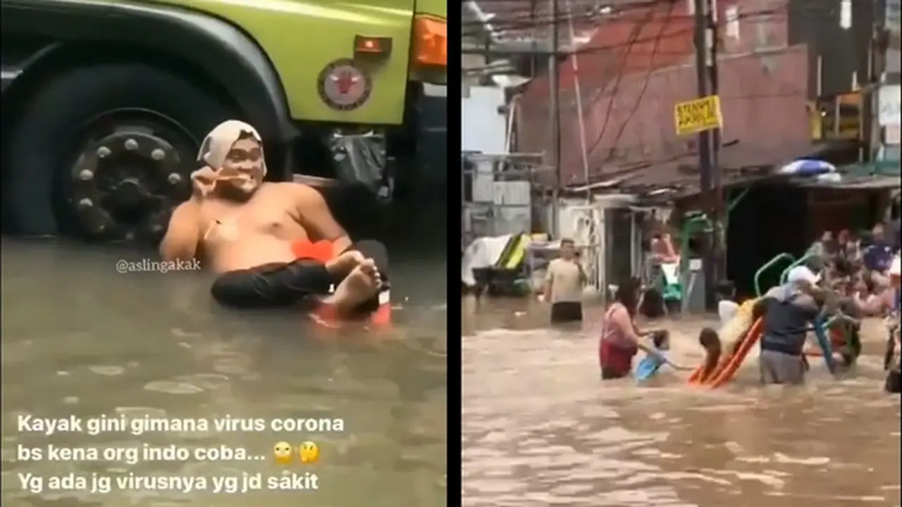 4 Potret Warga Jakarta Terlalu Santai saat Banjir Ini Bikin Geleng Kepala
