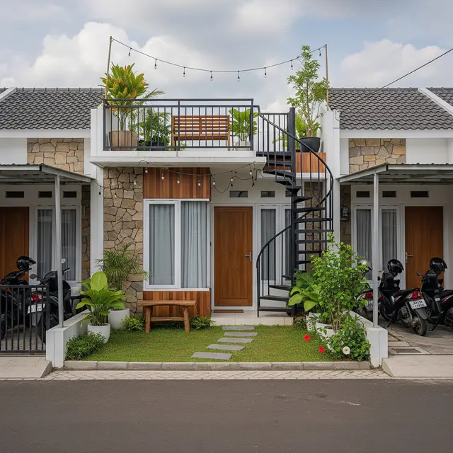 9 Contoh Rumah Type 45 dengan Rooftop dan Taman Samping Kecil, Hunian Modern