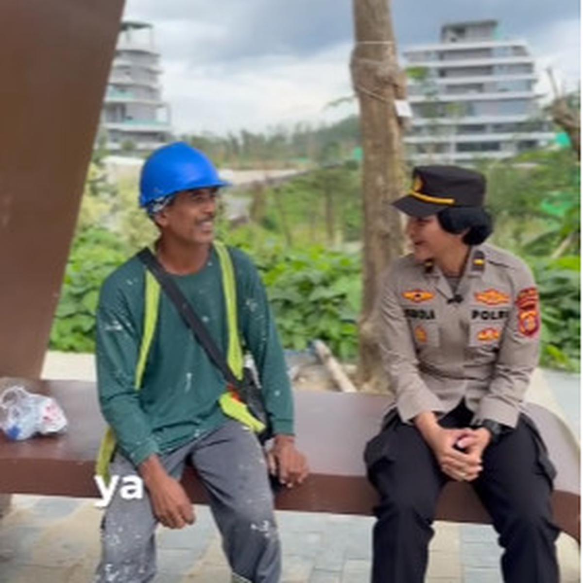 Ipda Fabiola Umaida Terharu dengar Suka Duka Kuli Bangunan di IKN 'Sehat Selalu Pak'