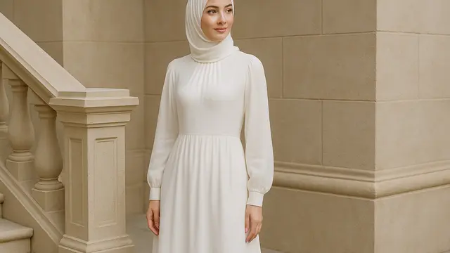 Model Gamis Putih Elegan