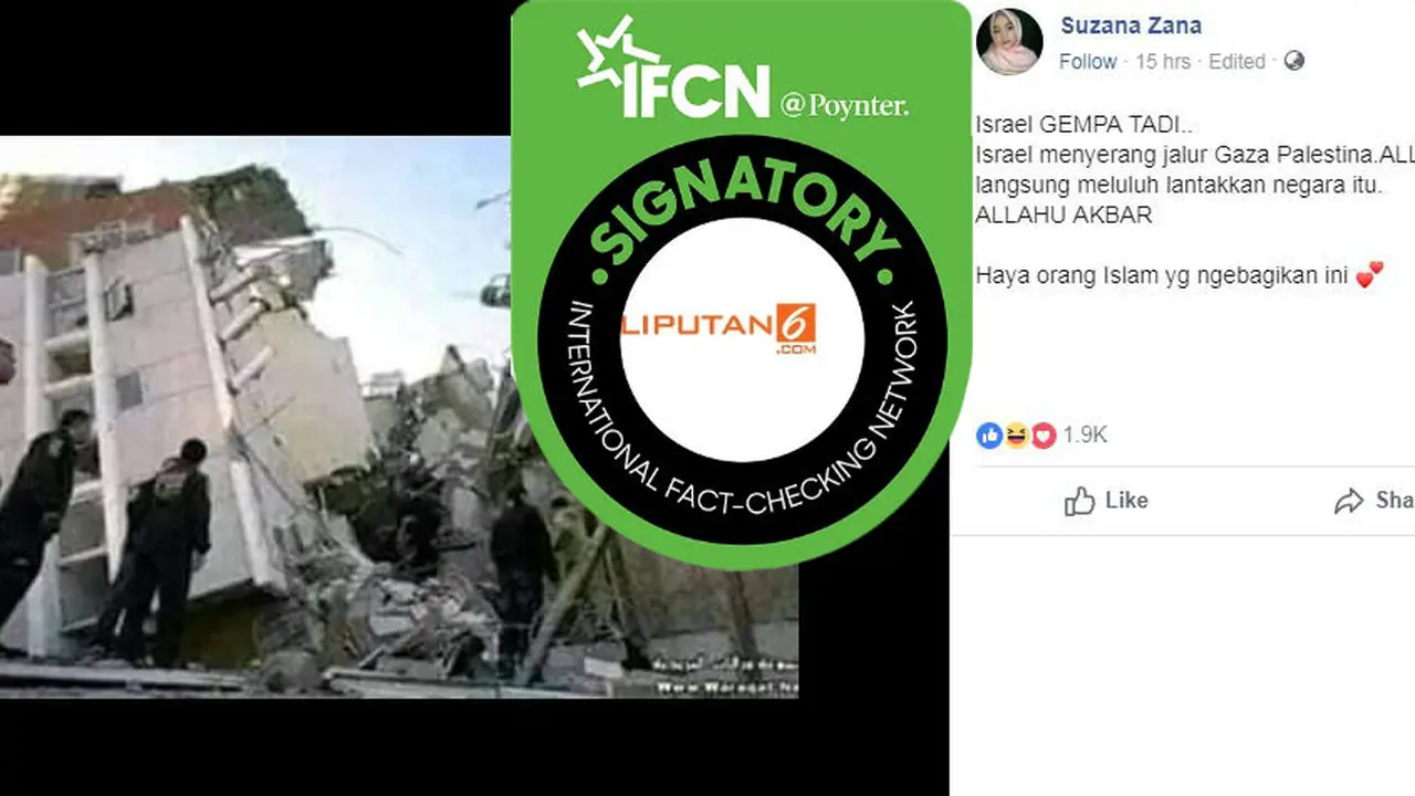 [Cek Fakta] Hoax Gempa di Israel (Facebook)