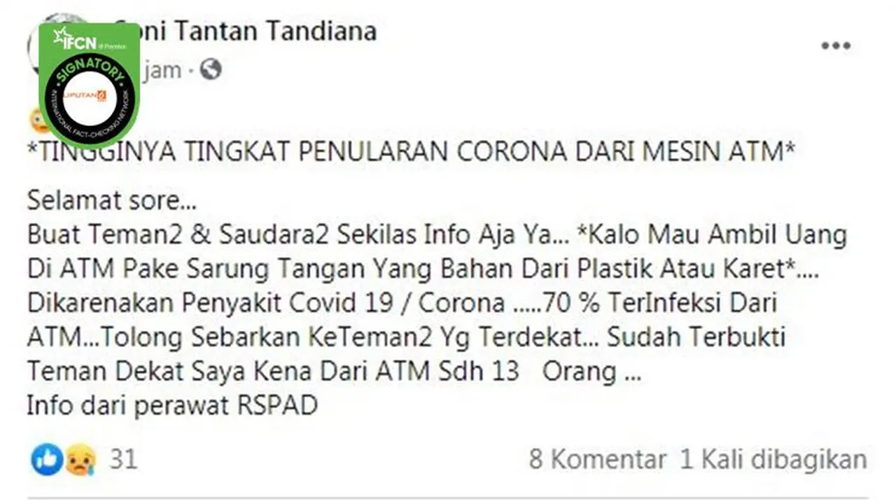Gambar Tangkapan Layar Pesan Berantai Tentang Virus Corona