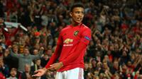 Pemain Manchester United Mason Greenwood melakukan selebrasi usai mencetak gol ke gawang Astana pada laga pertama Grup L Liga Europa di Old Trafford, Manchester, Inggris Kamis (19/9/2019). Manchester United menang 1-0 atas Astana. (AP Photo/Dave Thompson)
