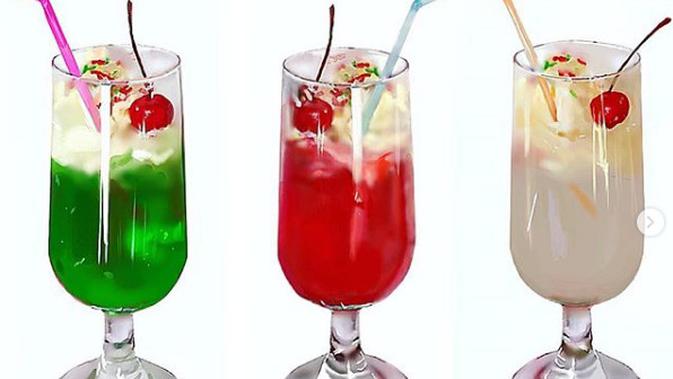 Gambar hiper-realistis koktail. (Sumber foto: @oekaki_1221/Instagram)