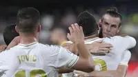 Gareth Bale menyelamatkan Real Madrid dari kekalahan di kandang Villarreal. (AP Photo/Alberto Saiz)