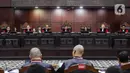 Mahkamah Konstitusi (MK) menggelar sidang uji materiil Undang-Undang nomor 28 tahun 2014 tentang Hak Cipta di Gedung Mahkamah Konstitusi, Jakarta, Kamis (10/7/2025). (Liputan6.com/Herman Zakharia)