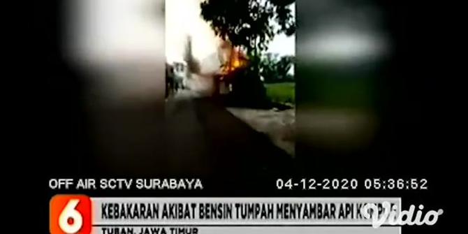 VIDEO: Tumpahan Bensin Memicu Terbakarnya Warung Kopi  di Tuban