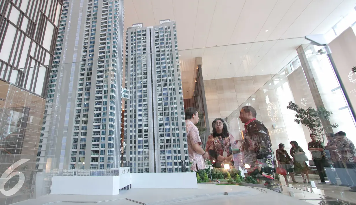 Maket apartemen The Elements diperlihatkan saat penandatangan kerjasama antara PT BSD dengan PT BNI, di Jakarta (4/3). Kerjasama tersebut terkait pembiayaan dan perkereditan apartemen  The Elements dengan menggunakan BNI. (Liputan6.com/Angga Yuniar)