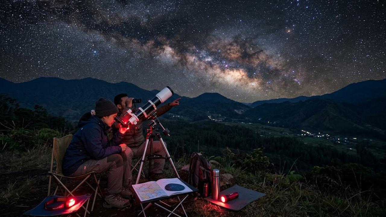 Ilustrasi Hobi . Observasi Bintang (Stargazing)/AI Generated