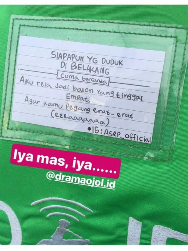 6 Gombalan Kocak di Jaket Ojek Online Ini Bikin Tersenyum ...