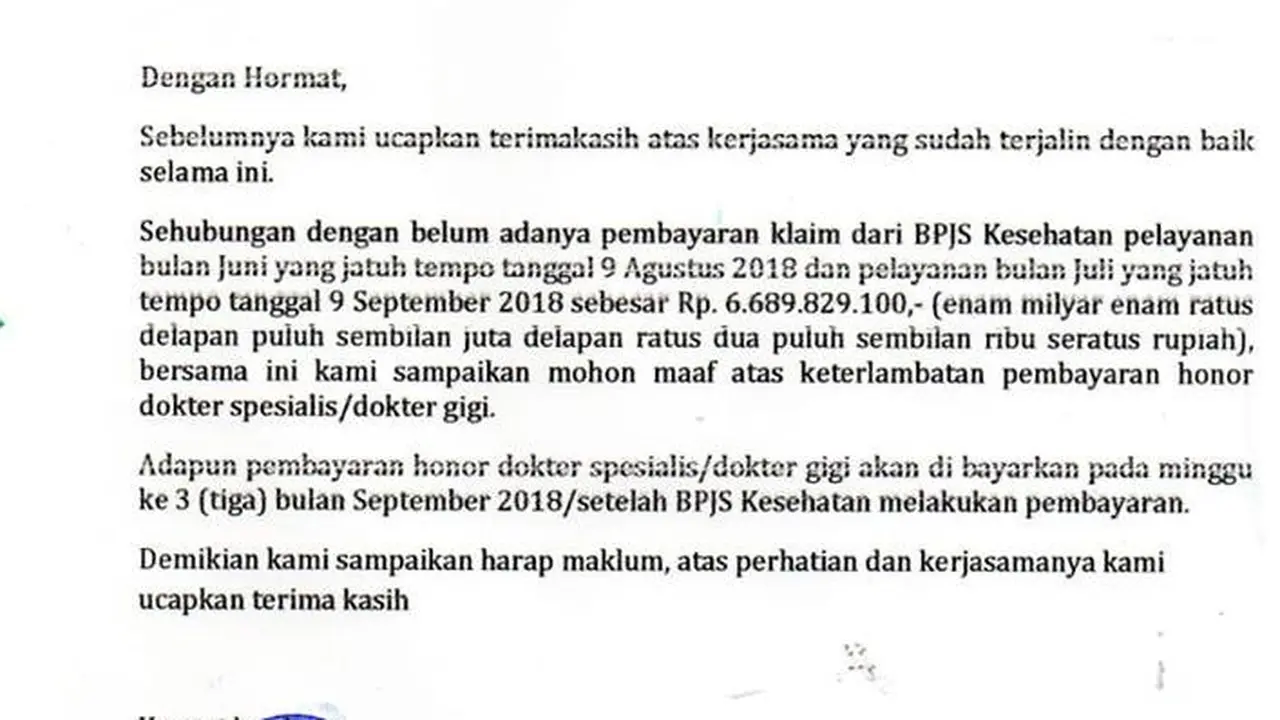 surat ke jokowi, BPJS Kesehatan