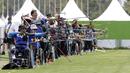 Atlet panahan Asian Para Games melakukan latihan di Lapangan Panahan, Senayan, Jakarta, kamis (04/10/2018). Latihan tersebut juga dalam rangka uji coba lapangan jelang pertandingan. (Bola.com/M Iqbal Ichsan)