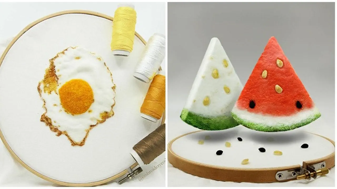 Seniman Ini Buat Sulaman 3D Bertema Makanan, 7 Hasilnya Bikin Ingin Dimakan