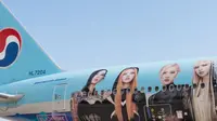 Wajah Blackpink di pesawat Korean Air. (Instagram/ koreanairworld)