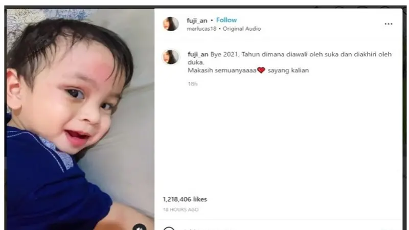 Celotehan Gala Sky, Anak Vanessa Angel dan Bibi Ardiansyah Diunggahan Terakhir Fuji Tahun 2021