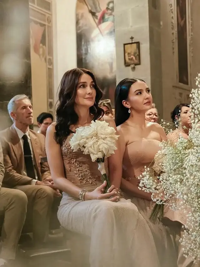 Potret Detail Gaun Bridesmaid Luna Maya di Pernikahan Millane Fernandez, Anggun dengan Nuansa Pink Lembut