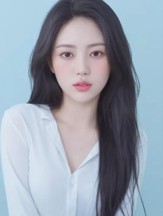 Rachel Vennya turut mengikuti tren Snow AI. Potret ini menampilkan dirinya dalam outfit putih dengan rambut panjang, bak eonnie Korea. Foto: Instagram.