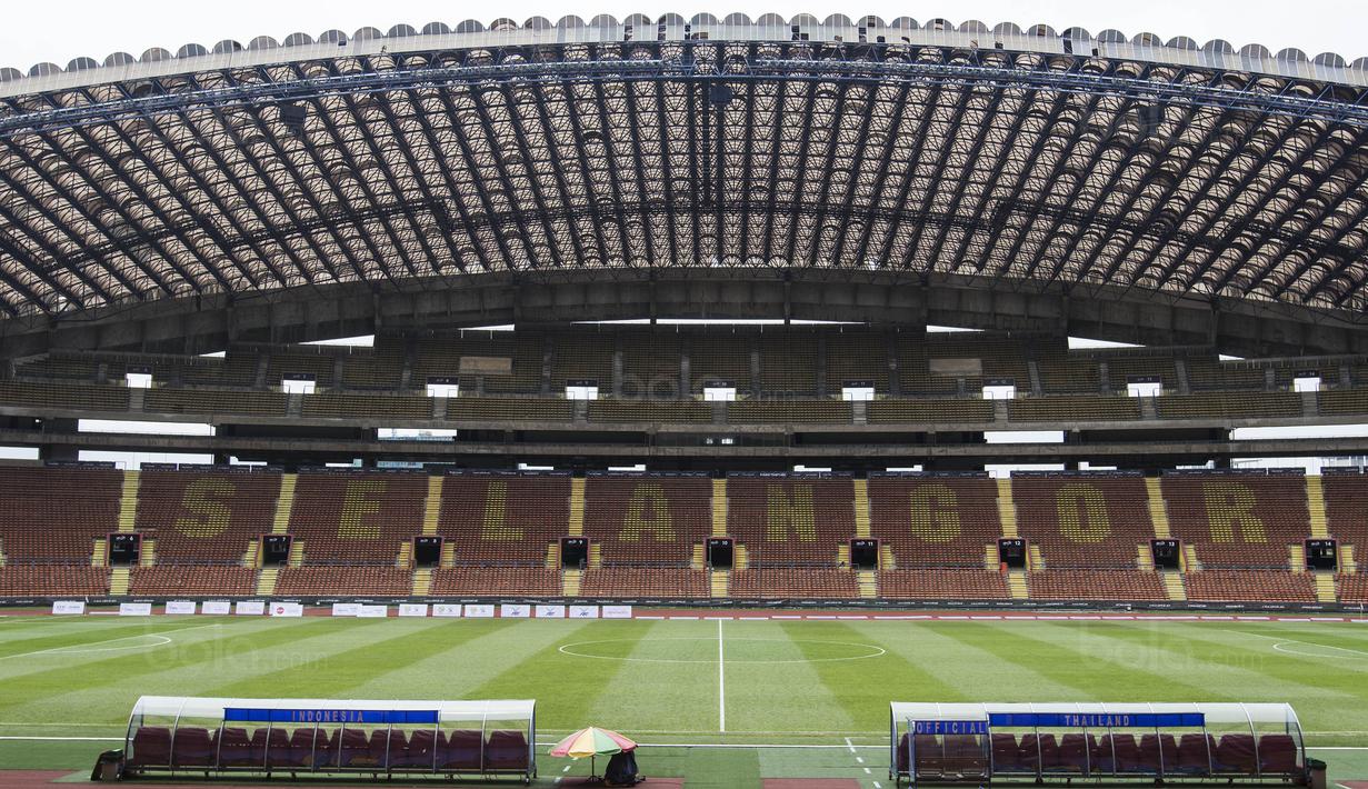 Suasana Stadion Shah Alam yang akan menjadi tempat pertandingan Grup B cabang sepak bola SEA Games 2017 Malaysia antara Indonesia melawan Thailand pada Selasa (15/8/2017). (Bola.com/Vitalis Yogi Trisna)