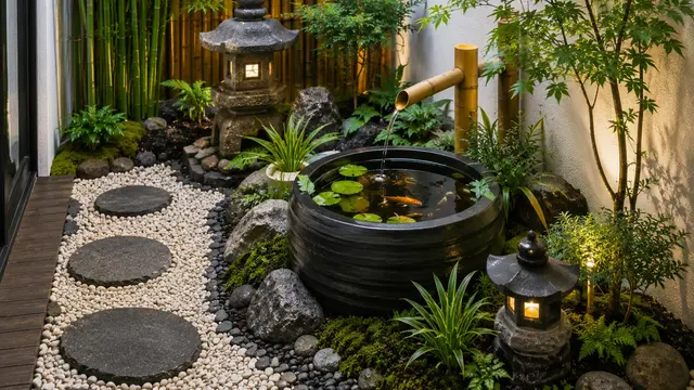 Kolam Mini dari Galon Bekas yang Dipadukan Mini Garden (AI Generated)