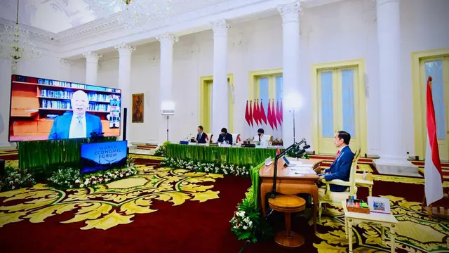 Presiden Jokowi saat menghadiri acara World Economic Forum (WEF) 2020 secara virtual dari Istana Kepresidenan Bogor, Jawa Barat, Rabu, 25 November 2020. (Dok: Muchlis Jr - Biro Pers Sekretariat Presiden)
