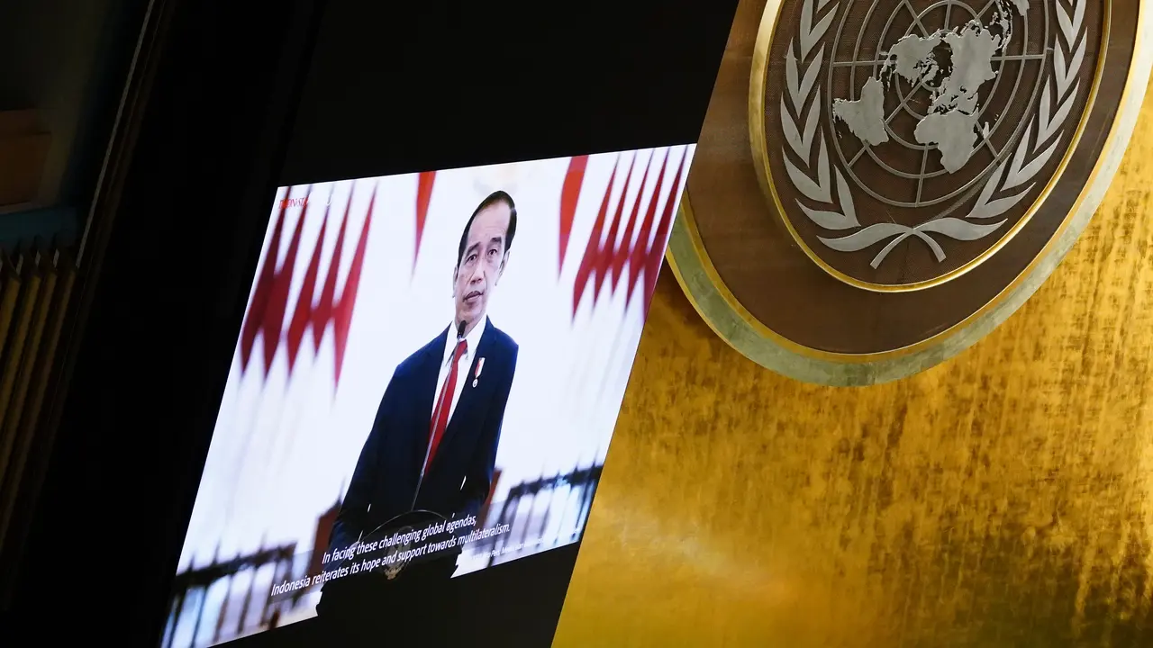 Video pidato Presiden Jokowi ditayangkan dalam Sidang Majelis Umum PBB atau UNGA ke-76.