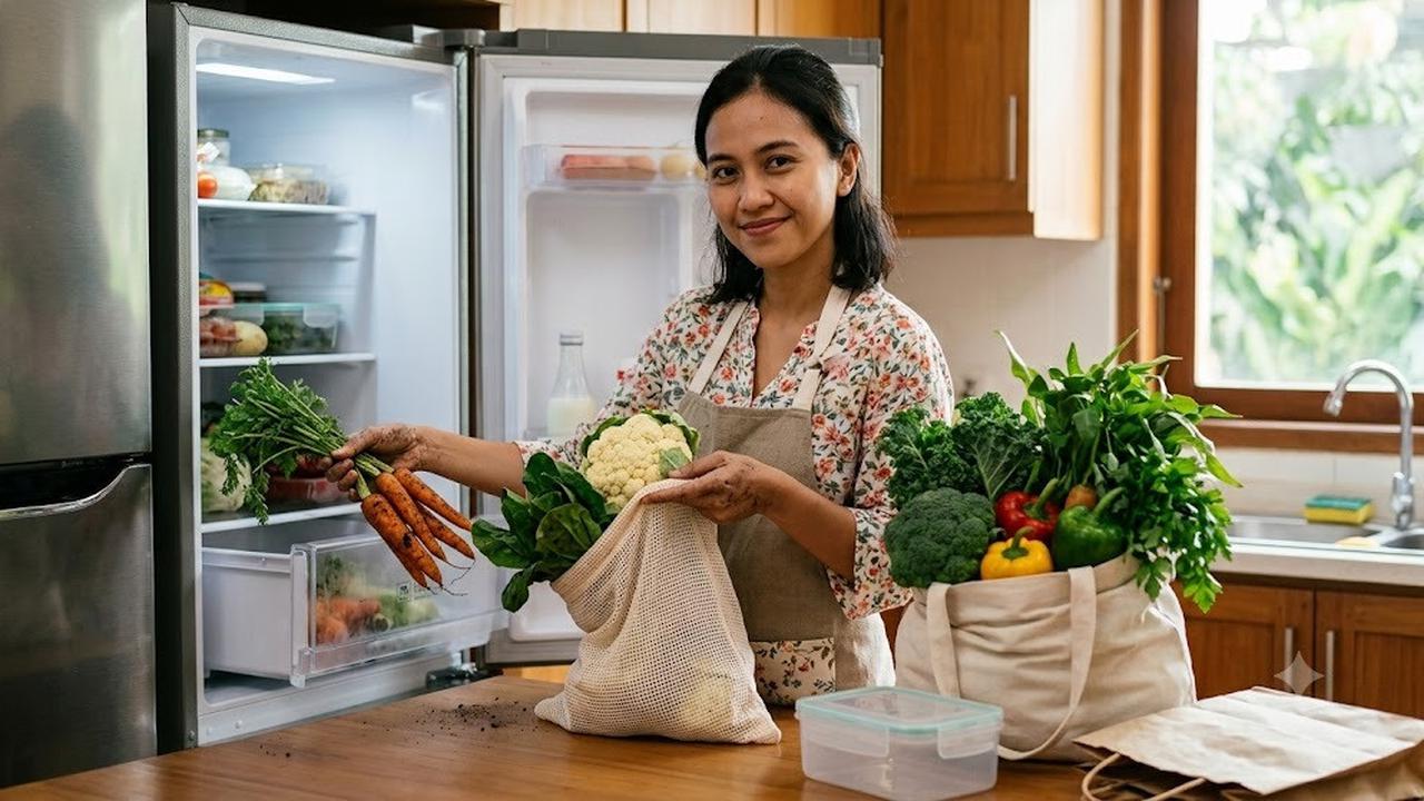 Jangan Langsung Mencuci Sayuran Sebelum Disimpan (AI Generated)
